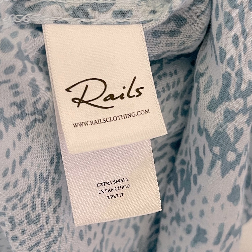 Rails Josephine Aqua Python Light Blue Button Down Shirt size XS - Picture 7 of 9
